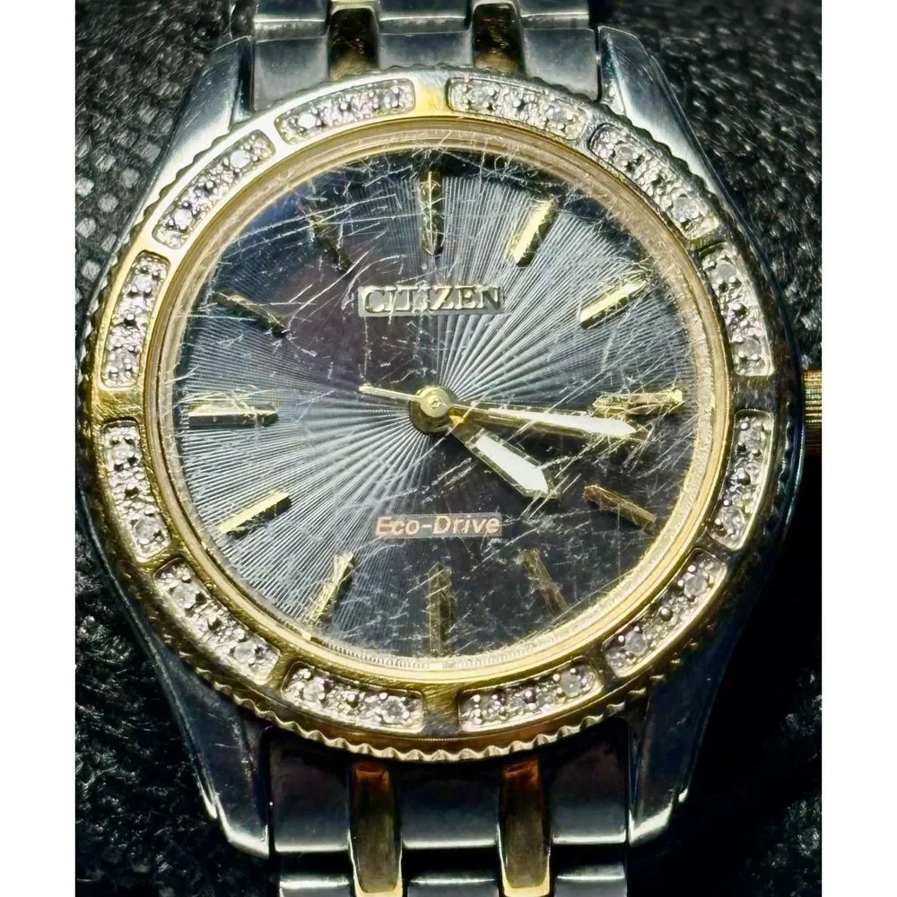 Citizen Eco-Drive Women's Two-Tone Crystal Watch Functional (Scratched Crystal)